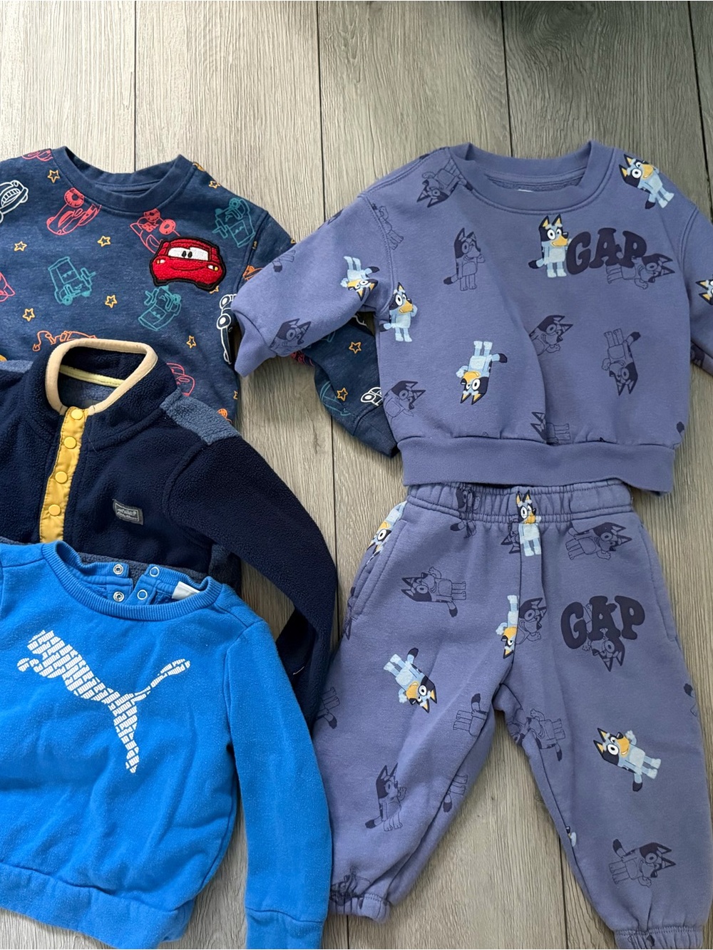 GAP Purple Kids Crewneck and Jogger Set with Character Print